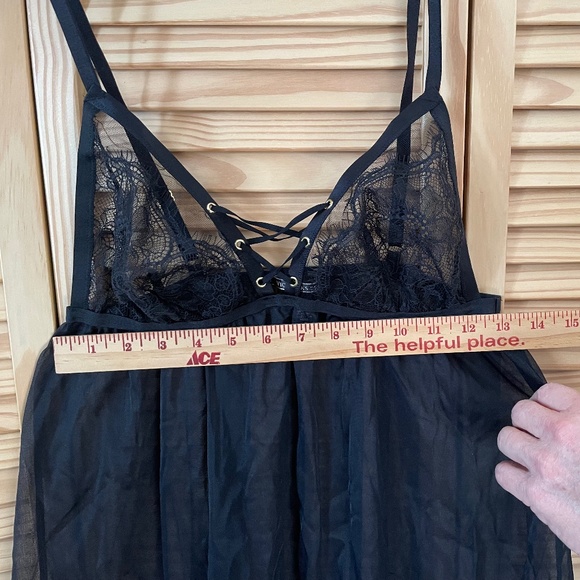 NWOT VS *BLACK* Lace Up Baby Doll - Picture 7 of 9